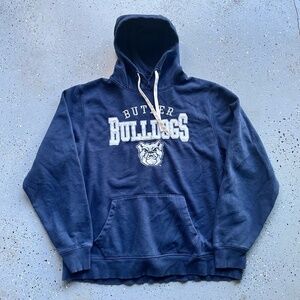 VTG Butler Bulldogs Hoodie XL Navy Blue Pullover Mascot Graphic Fan Gear